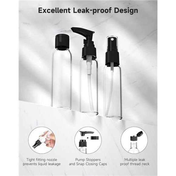 Travel Bottles kit TSA Approved Travel Size Containers for Toiletries Leak Proof - Picture 2 of 7